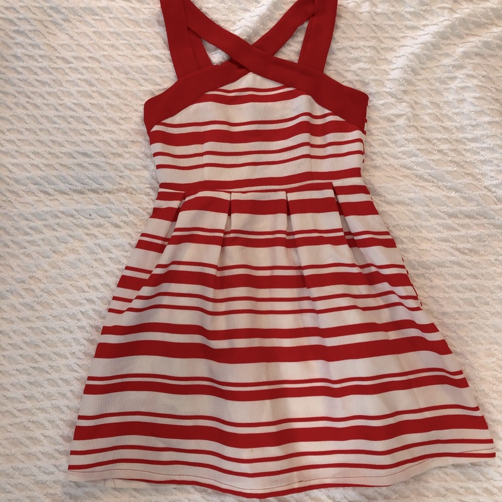 Red and white She and Sky dress